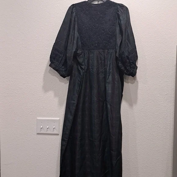 J Marie Katrina Midi Dress Size Dark Plaid Puff Sleeve Modest Xmas Christmas - Picture 8 of 10